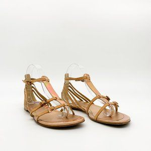 STUART WEITZMAN Iridescent Caged Flat Sandals Gold